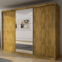 Guarda-Roupa Casal com Espelho 3 Portas 4 Gavetas Paradizzo Plus - 1 Guarda-Roupa Casal com Espelho 3 Portas 4 Gavetas Paradizzo Plus - 1