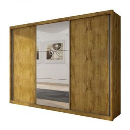 Guarda-Roupa Casal com Espelho 3 Portas 4 Gavetas Paradizzo Plus - 3 Guarda-Roupa Casal com Espelho 3 Portas 4 Gavetas Paradizzo Plus - 3