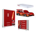 Ver imagem 2 de Quarto Completo Infantil Personagens Gd Móveis Vermelho Cama Guarda Roupa Cômoda Criança MDF