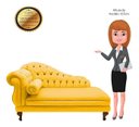 Ver imagem 5 de Recamier Divã Larissa 150cm Direito Suede:amarelo/liso
