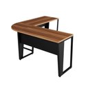 Ver imagem 4 de Mesa em L Escritório 180cm x 180cm Pés Metal Moderno Nogal com Preto F5 Office