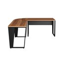 Ver imagem 2 de Mesa em L Escritório 180cm x 180cm Pés Metal Moderno Nogal com Preto F5 Office