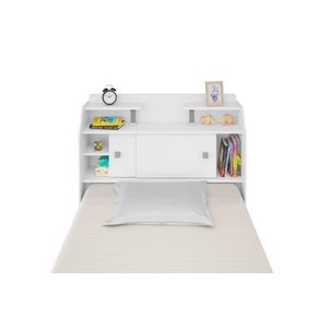 Cabeceira Solteiro para Box 88 Branco - Branco-Preto Elisa Framar