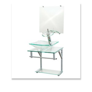 Gabinete de Vidro 40cm para Banheiro Cuba Chanfrada Incolor - DaHora