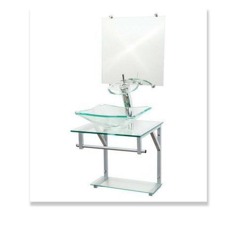 Gabinete de Vidro 40cm para Banheiro Cuba Chanfrada Incolor - Dahora