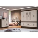 Ver imagem 5 de Guarda Roupa Casal 10 Portas e 3 Gavetas C/ Espelho C/pés New Murano Amêndola/off White - Demó