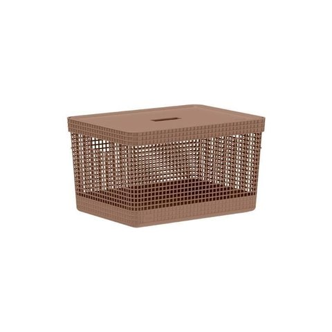Cesto Organizador Grid 8l com Tampa Marrom Martiplast