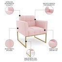 Ver imagem 5 de Sofá Namoradeira e 1 Poltrona Base Industrial Dourado Ana Suede Rosa Bebê - Ibiza