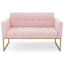 Ver mais imagens de Sofá Namoradeira e 1 Poltrona Base Industrial Dourado Ana Suede Rosa Bebê - Ibiza