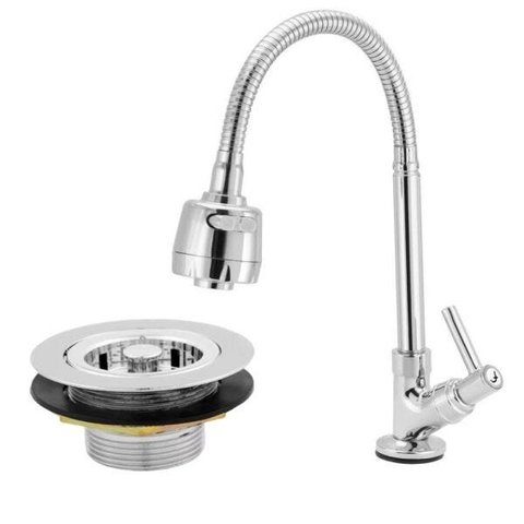 Torneira Gourmet Flexível Cozinha Mesa + Válvula Americana Abs Pia