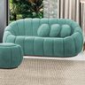 Sofá 2 Lugares Orgânico para Sala Cloud Bouclê Azul Turquesa E03 - D’Rossi - 2