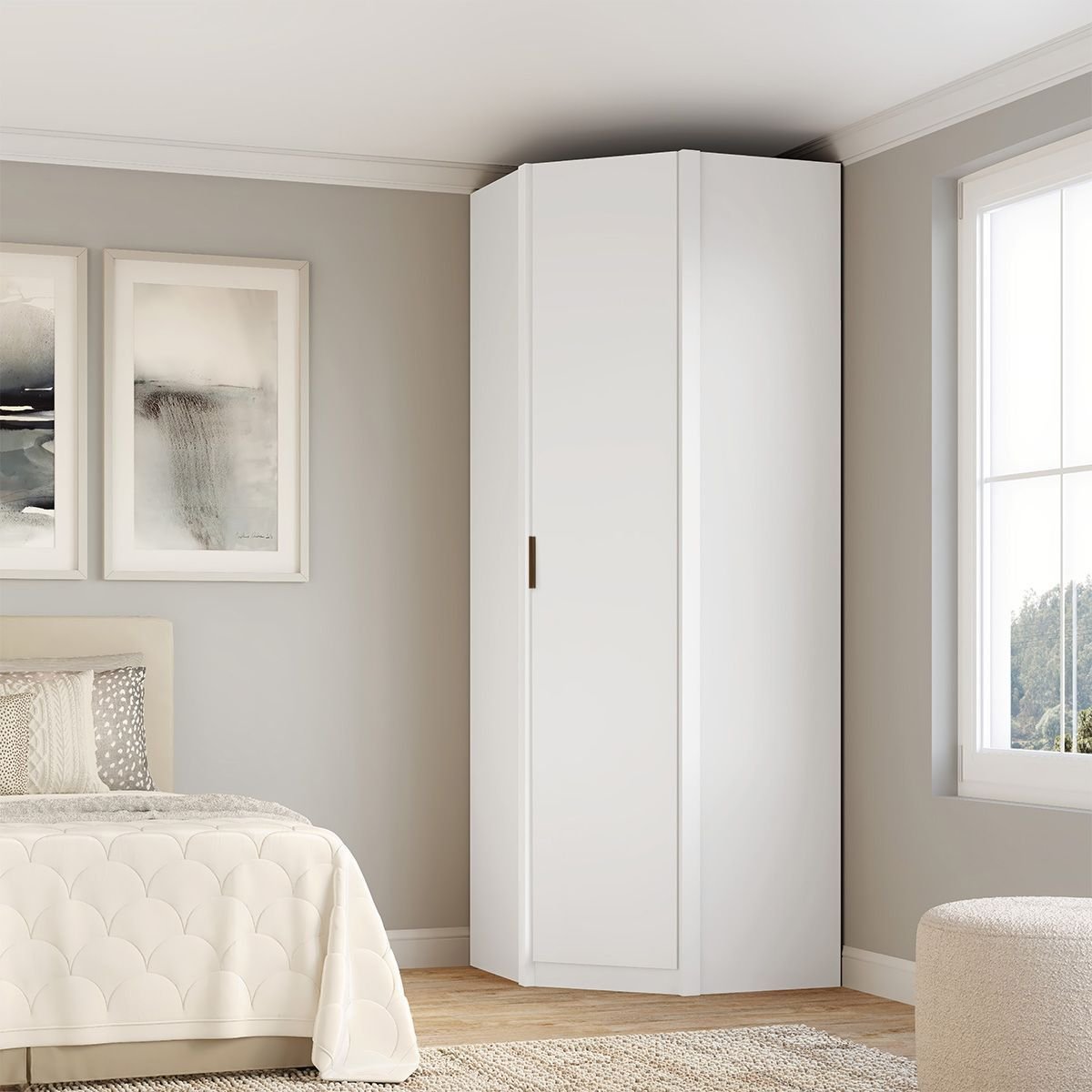 Guarda Roupa Modular 1 Porta Canto 45º Altezza Clean Belmax:branco