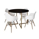 Ver imagem 6 de Mesa Jantar Industrial Redonda 110cm Preta Base V Dourada com 4 Poltronas Daw Madeira B Preto