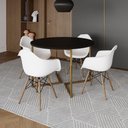 Ver imagem 1 de Mesa Jantar Industrial Redonda 110cm Preta Base V Dourada com 4 Poltronas Daw Madeira B Preto