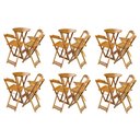 Ver imagem 1 de Kit 6 Jogos de Mesa Bistrô de Madeira Dobrável com 3 Banquetas - Mel
