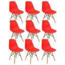 Ver imagem 3 de Kit 9 Cadeiras Charles Eames Eiffel Wood Design Vermelho