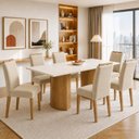 Ver imagem 1 de Conjunto de Sala de Jantar 6 Lugares Mesa 160x80cm e Cadeiras Isla Lyra Cinamomo e Bege