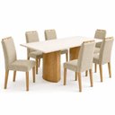 Ver imagem 2 de Conjunto de Sala de Jantar 6 Lugares Mesa 160x80cm e Cadeiras Isla Lyra Cinamomo e Bege