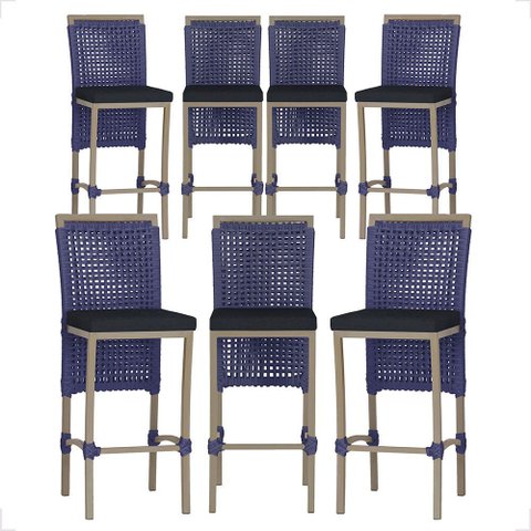 7 Banqueta em Alumínio Roma Fendi Corda Náutica Tecido 12