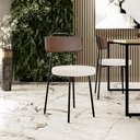 Ver imagem 2 de Kit 04 Cadeiras Decorativas Estofada Sala Jantar Barcelona L02 Couríssimo Marrom Linho Cru - Lyam