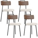 Ver imagem 1 de Kit 04 Cadeiras Decorativas Estofada Sala Jantar Barcelona L02 Couríssimo Marrom Linho Cru - Lyam