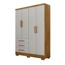 Ver imagem 1 de Guarda Roupa Solteiro Encant 4 Portas de Bater 3 Gavetas MDP Cumaru-Fendi 120cm
