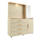Ver imagem 2 de Comoda 2 Portas 4 Gavetas com Espelho Aruba Yescasa Bege/Off White/Tauari Ambar