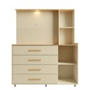 Ver imagem 4 de Comoda 2 Portas 4 Gavetas com Espelho Aruba Yescasa Bege/Off White/Tauari Ambar