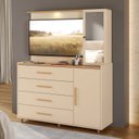 Ver imagem 1 de Comoda 2 Portas 4 Gavetas com Espelho Aruba Yescasa Bege/Off White/Tauari Ambar