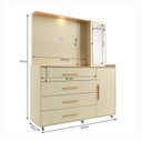 Ver imagem 3 de Comoda 2 Portas 4 Gavetas com Espelho Aruba Yescasa Bege/Off White/Tauari Ambar