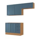 Ver imagem 2 de Cozinha Compacta Planejada 3 Peças 2 Aéreos 1 Balcão Soho CabeCasa MadeiraOriginals Azul/Freijó
