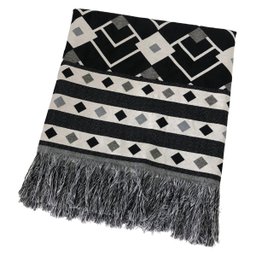 Manta Xale Sofá Decorativa Luxo Dupla Face Jacquard 1,40mx1,70m Istambul Preto - 1