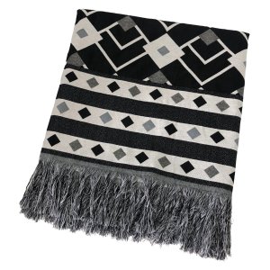 Manta Xale Sofá Decorativa Luxo Dupla Face Jacquard 1,40mx1,70m Istambul Preto