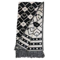 Manta Xale Sofá Decorativa Luxo Dupla Face Jacquard 1,40mx1,70m Istambul Preto - 2
