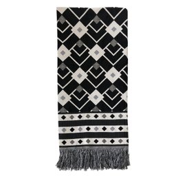 Manta Xale Sofá Decorativa Luxo Dupla Face Jacquard 1,40mx1,70m Istambul Preto - 4
