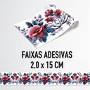 Ver imagem 5 de Faixa Decorativa Adesiva (autocolante) - Folhas Azuis e Flores Vermelhas