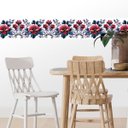 Ver imagem 4 de Faixa Decorativa Adesiva (autocolante) - Folhas Azuis e Flores Vermelhas