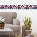 Ver imagem 3 de Faixa Decorativa Adesiva (autocolante) - Folhas Azuis e Flores Vermelhas
