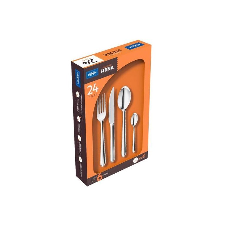 Faqueiro Siena 24 Peças Embalagem Compacta Aço Inox Brinox