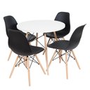 Ver imagem 1 de Kit - Mesa Redonda Eames 90 Cm Branco + 4 Cadeiras Eiffel Dsw Preto