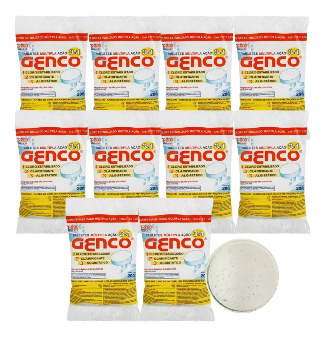Kit 10 Tabletes Pastilhas Multi Ação 3x1 T200 Genco - 1