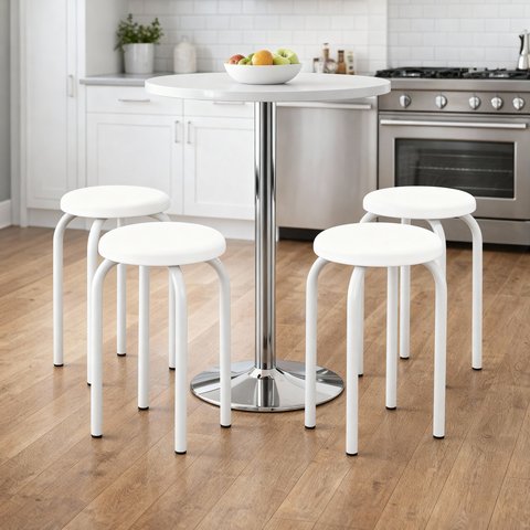 Banqueta Cozinha Baixa Empilhável Industrial Kit 4 Jully D03 - D’Rossi