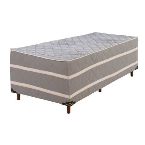 Cama Box Capri 88x188x65 Pés em Madeira Colchoart Cinza