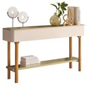 Ver imagem 2 de Aparador para Sala de Estar Orgânico Pés Madeira Maciça 136cm Fontana B01 Off White Champanhe - Lyam