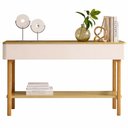 Ver imagem 5 de Aparador para Sala de Estar Orgânico Pés Madeira Maciça 136cm Fontana B01 Off White Champanhe - Lyam
