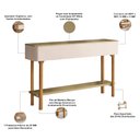 Ver imagem 3 de Aparador para Sala de Estar Orgânico Pés Madeira Maciça 136cm Fontana B01 Off White Champanhe - Lyam