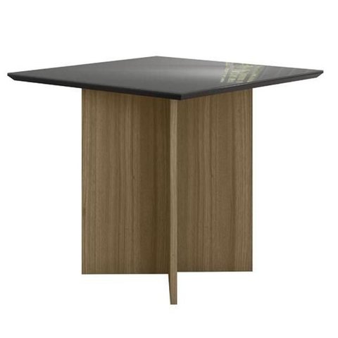 Mesa de Jantar Helo 90cm com Vidro Carvalho/grafite - Poliman
