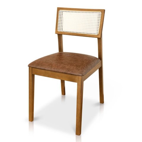 Kit 04 Cadeiras de Jantar e Living Millie com Tela Natural Estofada Couríssimo - Desk Design