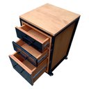 Ver imagem 2 de Gaveteiro de Madeira e Ferro Estilo Industrial - com 3 Gavetas e 4 Rodízios - Cores Preto e Canela