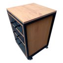 Ver mais imagens de Gaveteiro de Madeira e Ferro Estilo Industrial - com 3 Gavetas e 4 Rodízios - Cores Preto e Canela